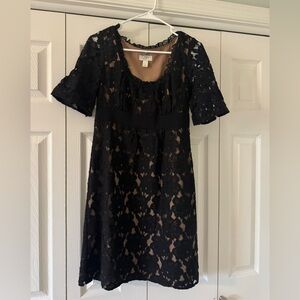 LOFT Black Lace Overlay Mini Dress